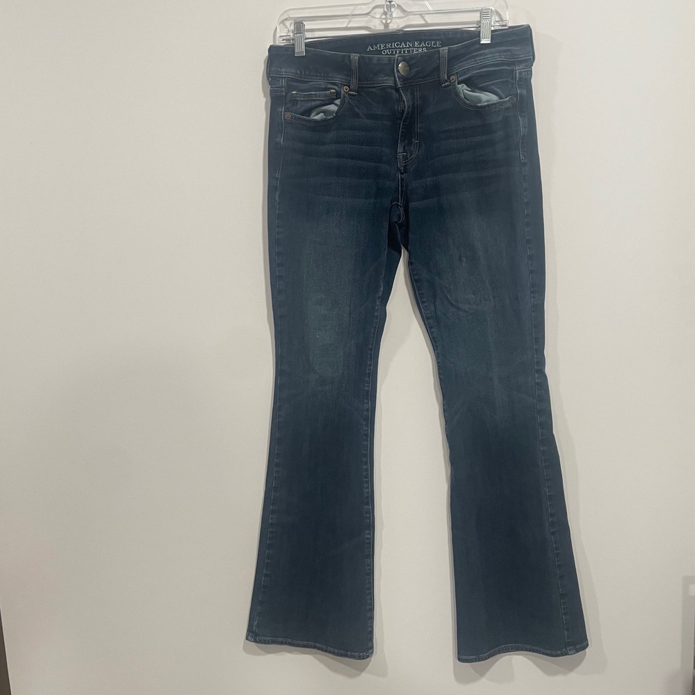 American Eagle Kick Boot Super Stretch Dark Wash Jeans Womens 10 Long (31x31)